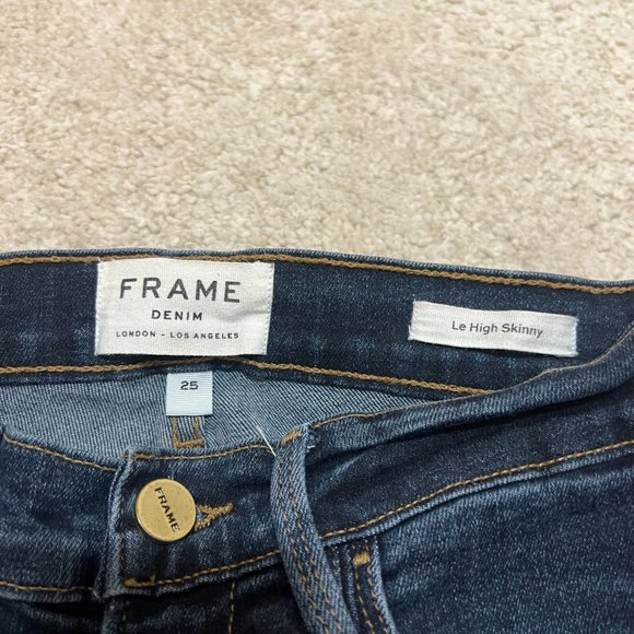 Frame Denim Jeans Size 25 Le High Skinny Montclair Distressed Hi Rise Dark Wash - Picture 7 of 11